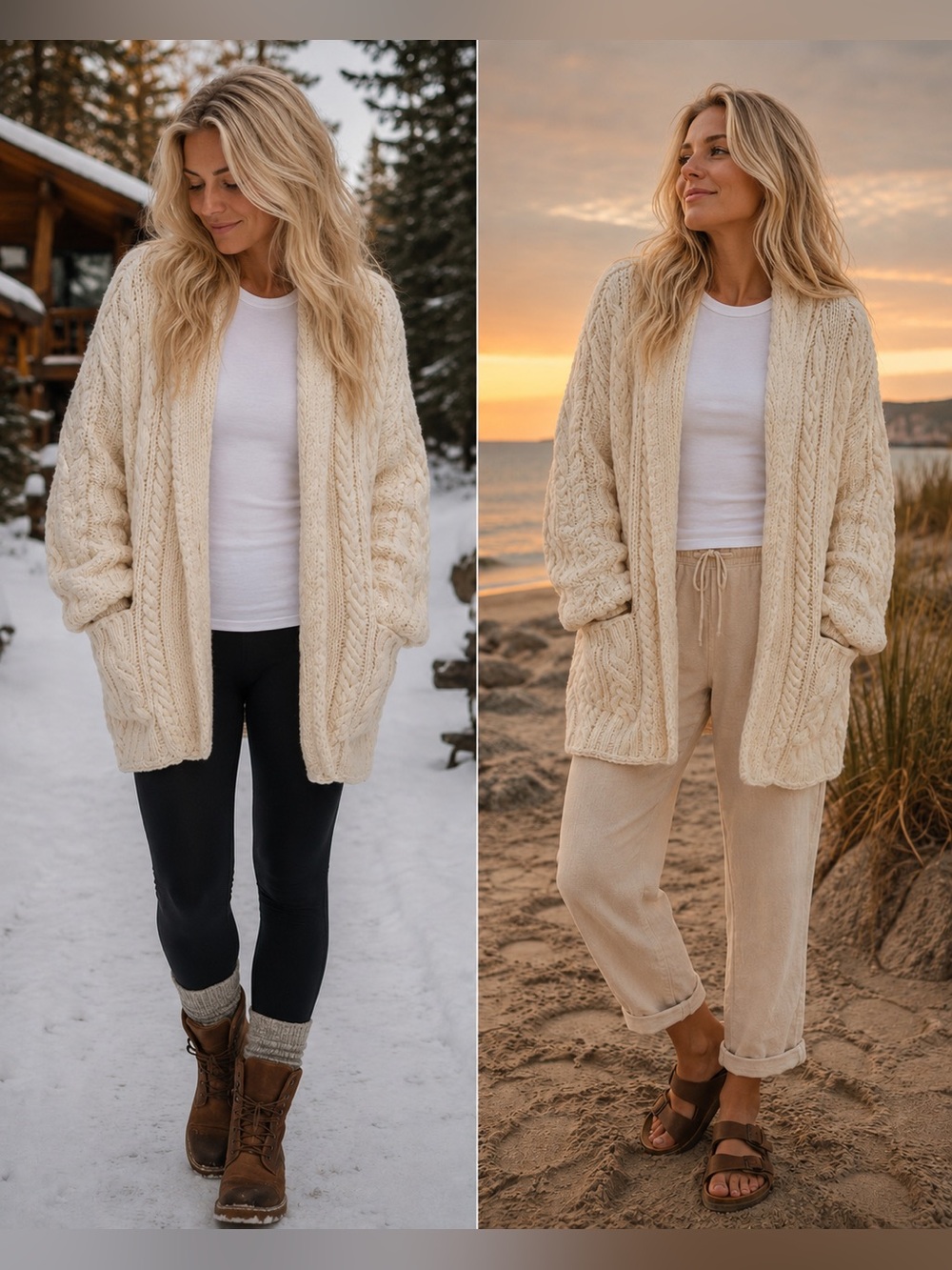 VINTAGE Carraig Donn Chunky Cable Knit Cardigan- FishermanStyle 100% Merino Wool